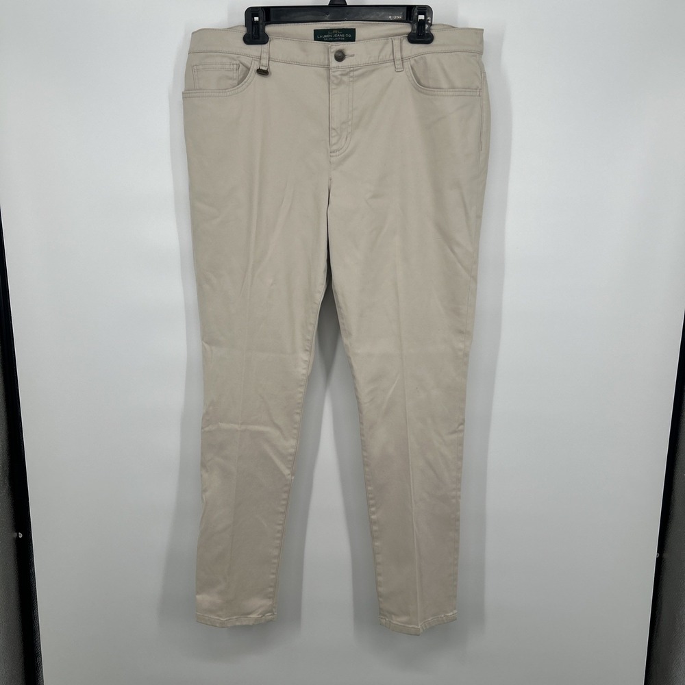 Lauren Ralph Lauren Womens Green Label Modern Skinny Pants Beige Size 16